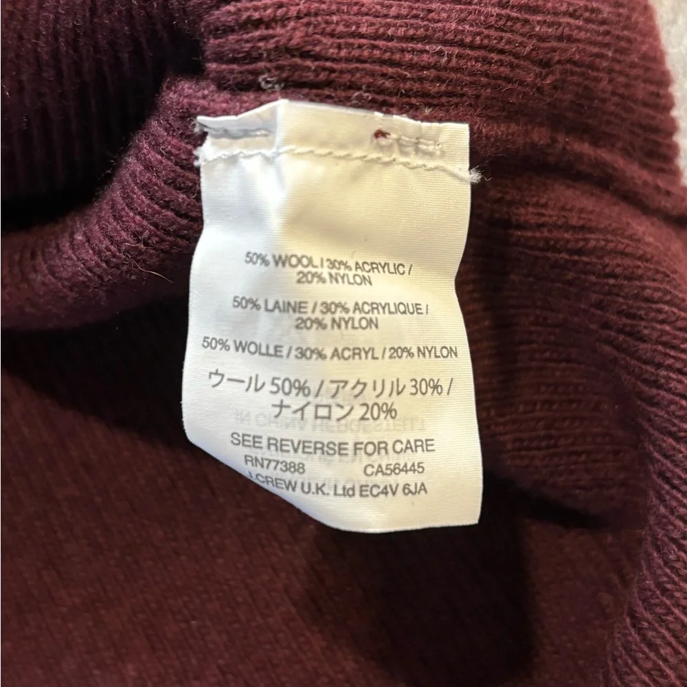 J. Crew‎ Womens Wool Blend Burgundy Bell Sleeve Sweater V Neck XS. New with tags